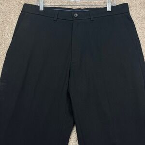 Haggar Pants Men's 36x30 Black Khaki Comfort Waist Stretch‎ Waistband